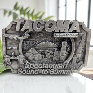 Tacoma Sound To Summit 3D Pewter‎ Metal Belt Buckle 1983 Siskiyou VINTAGE UNIQUE